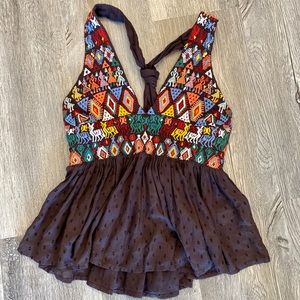 Free People Tribal Boho Halter Tank Top